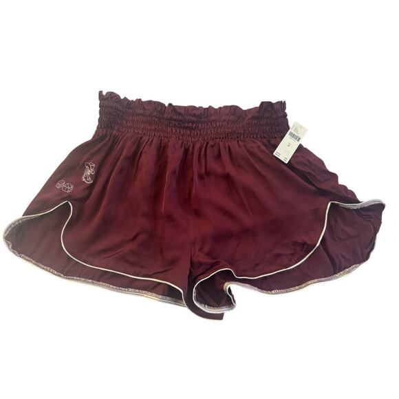 NWT Anthropologie Medium Wine silky sleep western pajama shorts Smocked #5043 - Picture 1 of 12